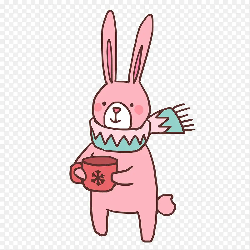 卡通可爱粉红色的小兔子