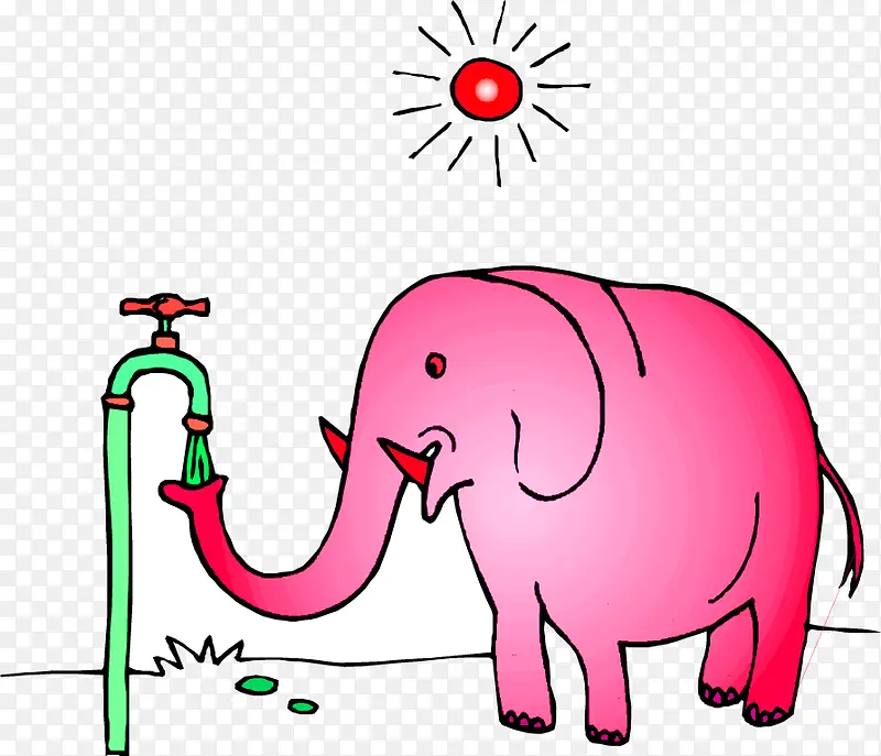 喝水的大象