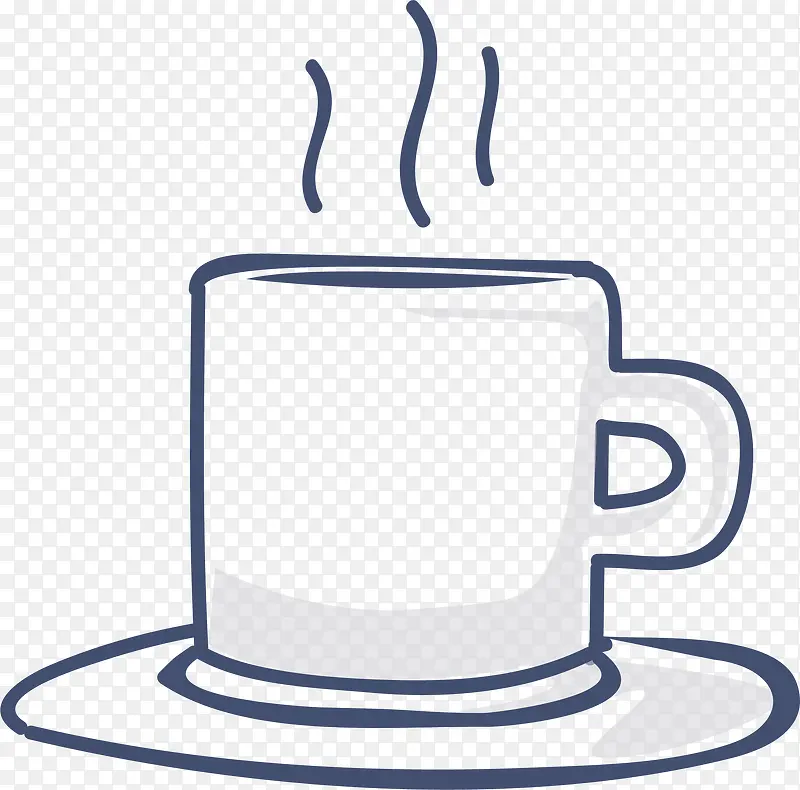 矢量手绘线条咖啡杯