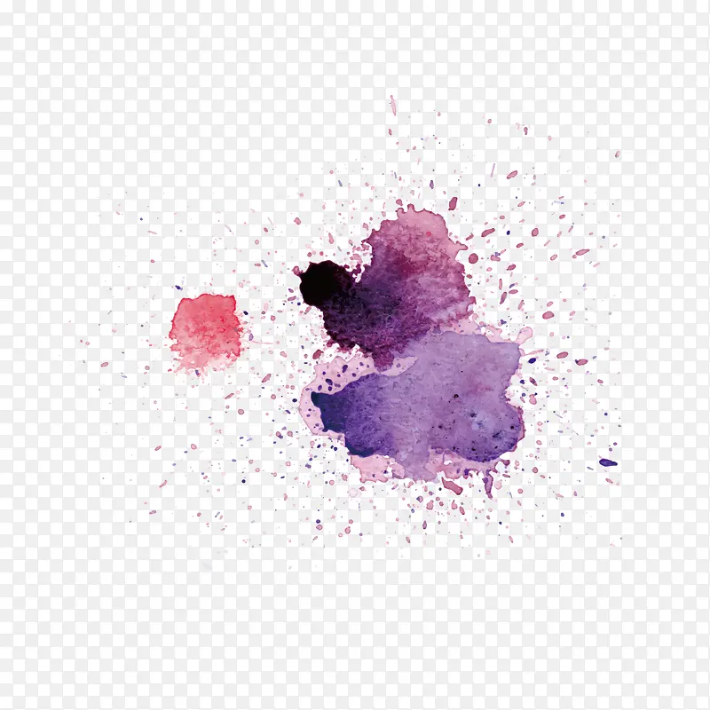 矢量紫色滴溅水彩墨迹