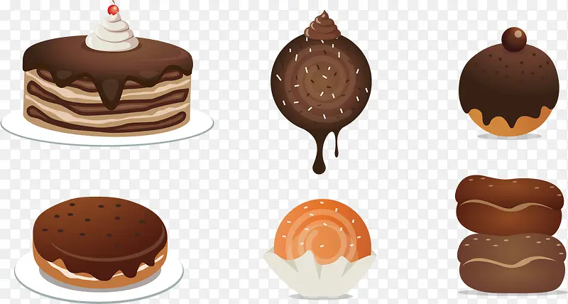 矢量各式蛋糕面包甜点手绘