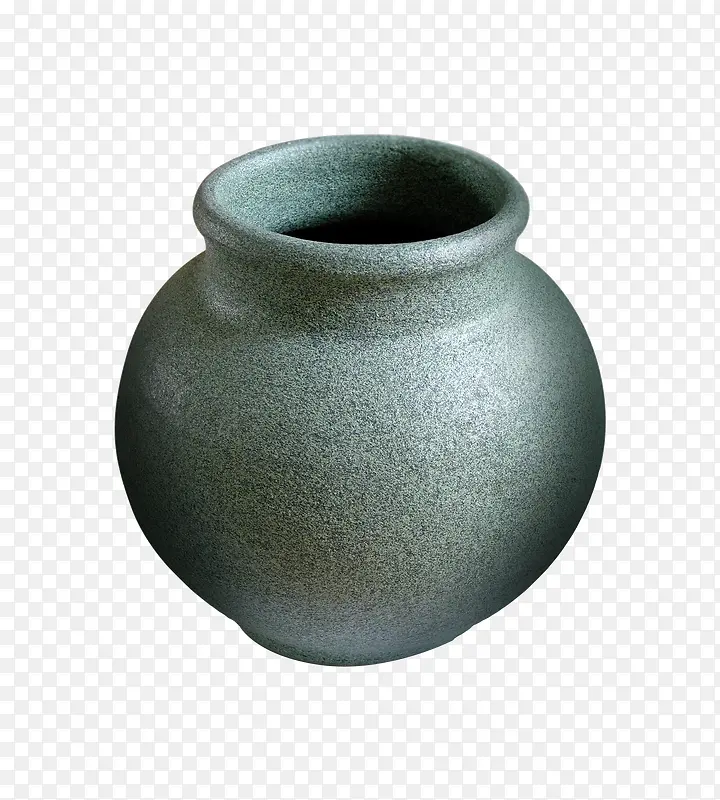 手绘灰色粘土陶罐