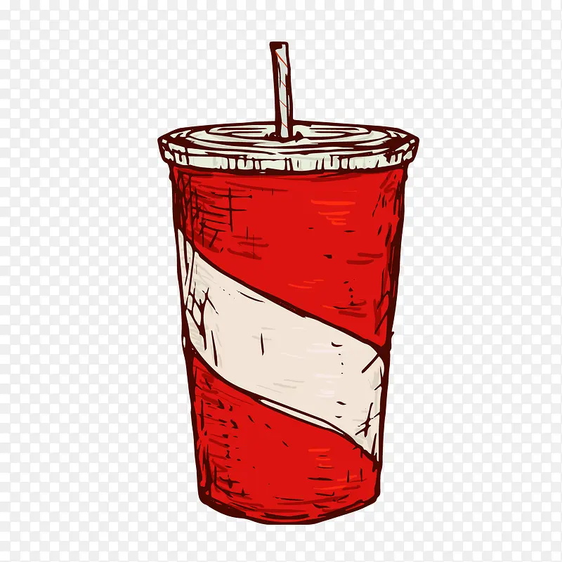 红色水彩绘可乐杯