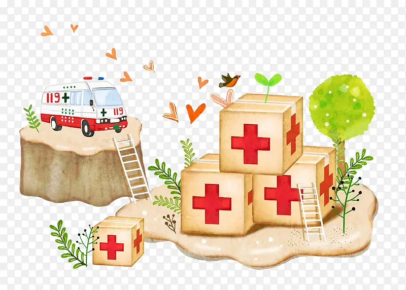 救护车和救急箱