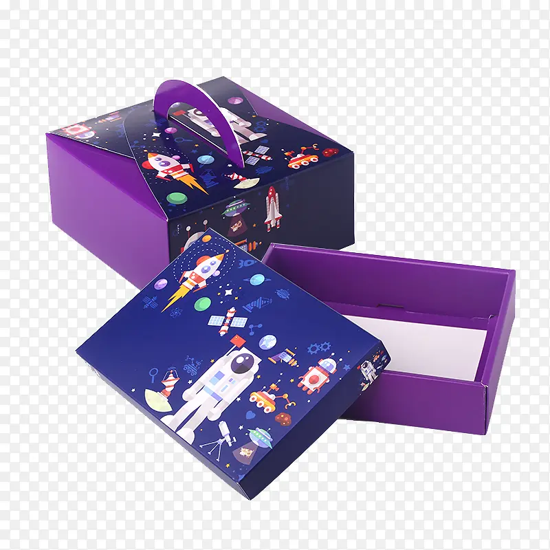 紫色手绘蛋糕盒