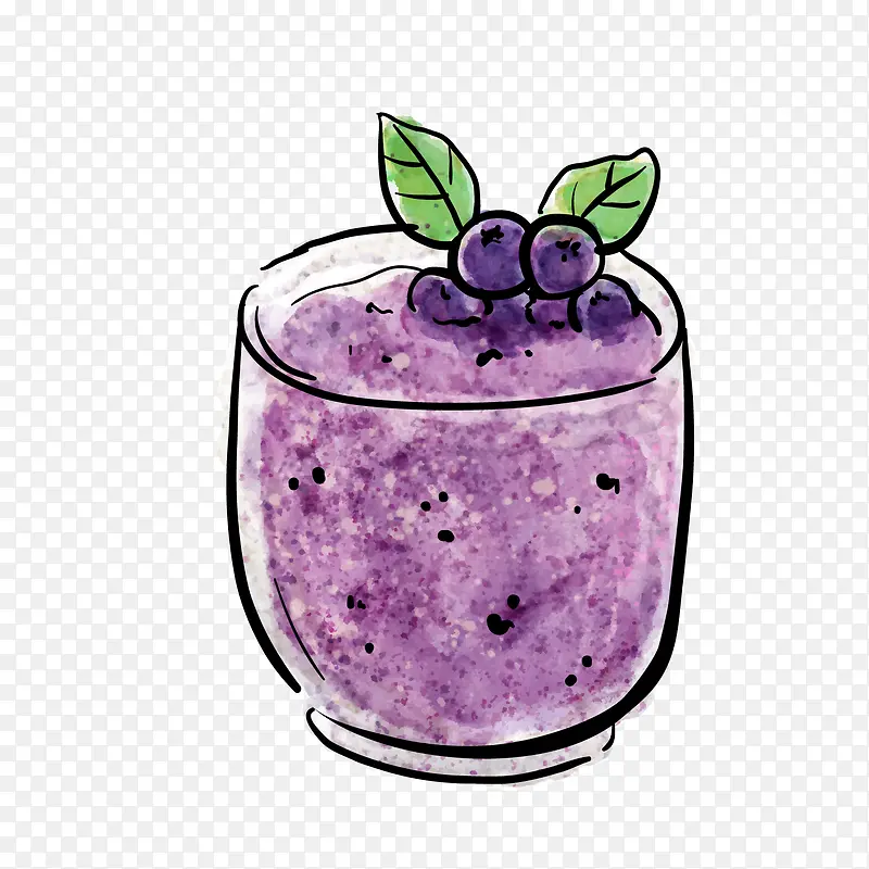 手绘紫色蓝莓酸奶