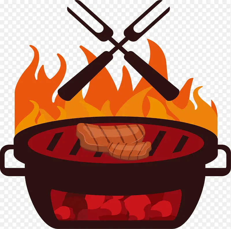 卡通烤肉平面设计烧烤图片