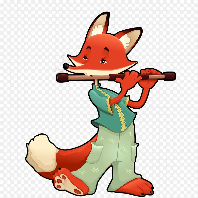 吹笛子的狐狸形象设计