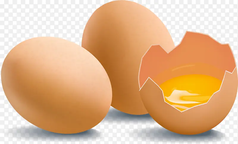 新鲜鸡蛋和打碎的鸡蛋矢量图