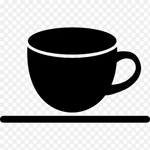 咖啡店的接口符号黑杯的水平线图标