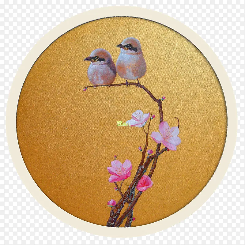 情侣鸟油画