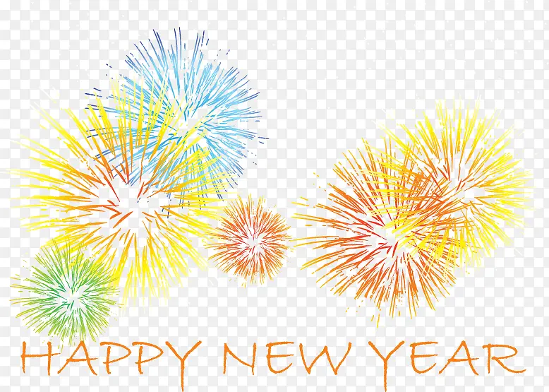 彩色新年烟花矢量图
