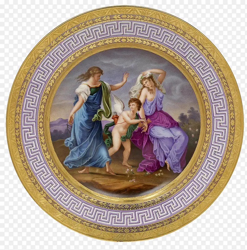 古典欧洲油画圆形牌
