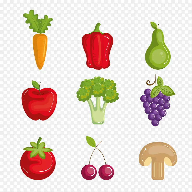 健康蔬菜和水果矢量图