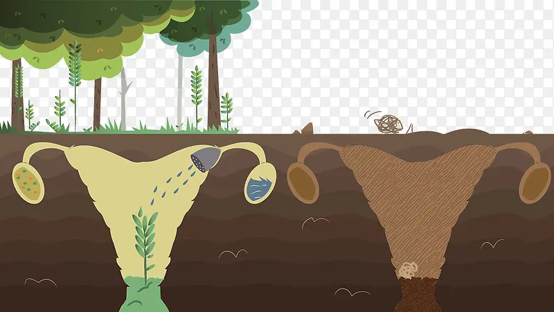 创意绿植灌溉插画