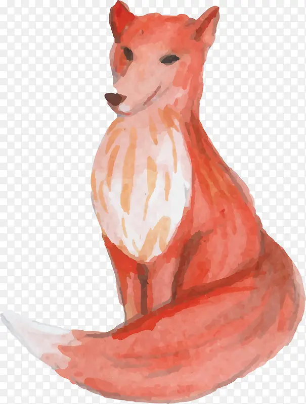 水彩动物红色狐狸