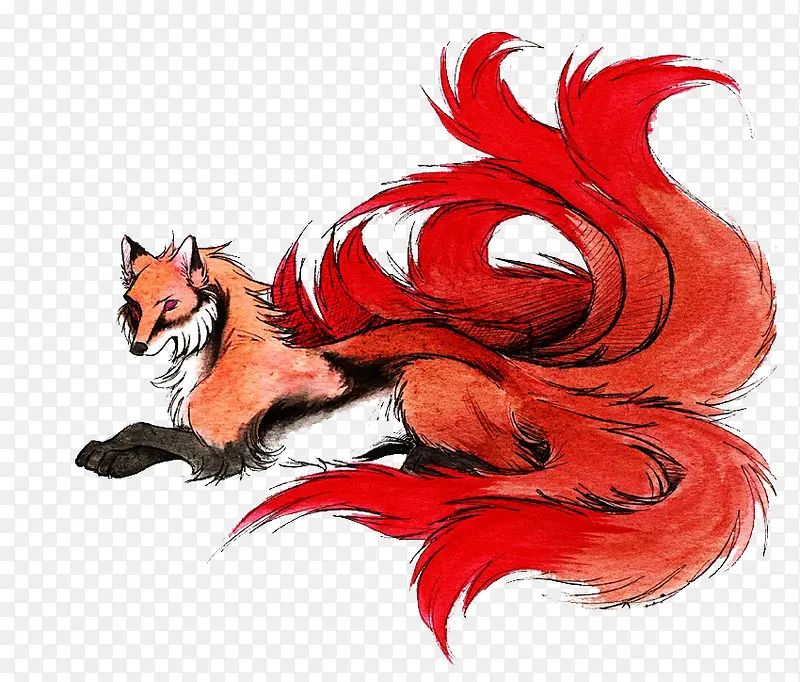 红的的九尾狐图片素材