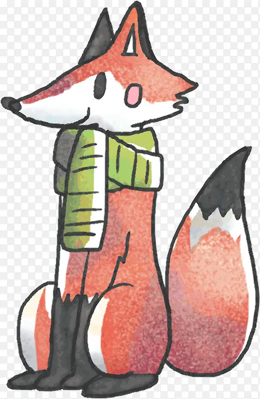 手绘可爱红色狐狸