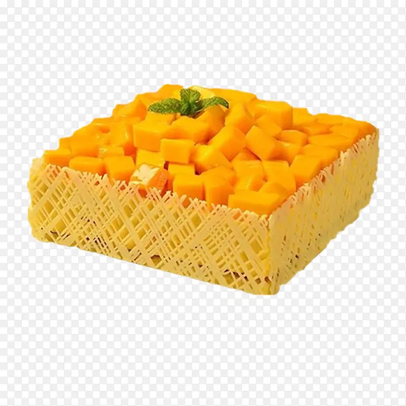 正方形的芒果生日蛋糕