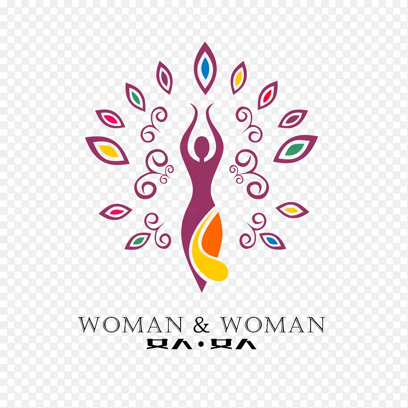 彩色花朵女性减肥logo
