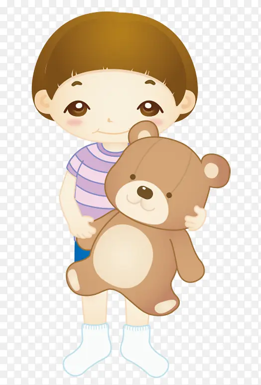 抱玩具熊的小孩