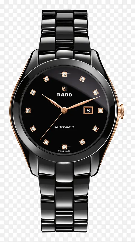 黑色玫瑰金边腕表手表雷达女表