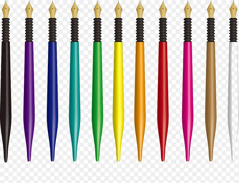 一排彩色的钢笔素材