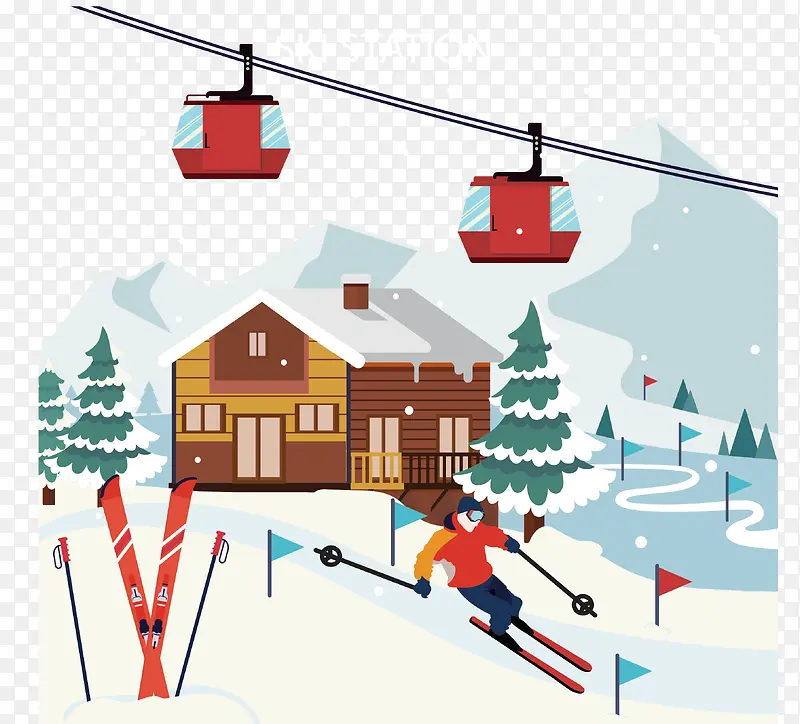 冬季开心滑雪的人