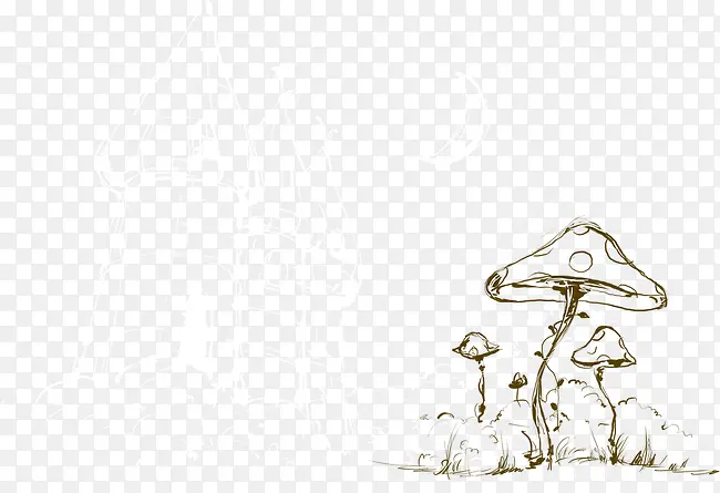 手绘蘑菇和城堡