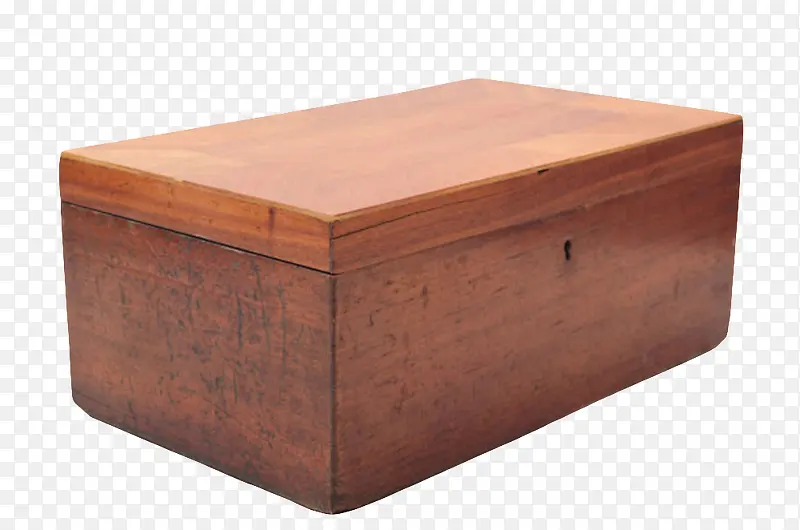 红色光滑木质纹理的复古木盒实物