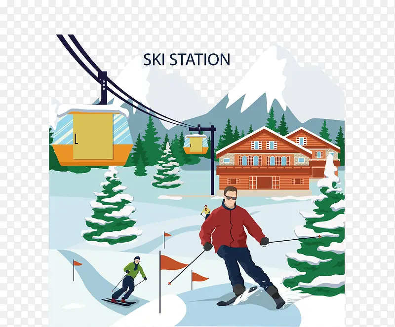 冬季滑雪场滑雪的人