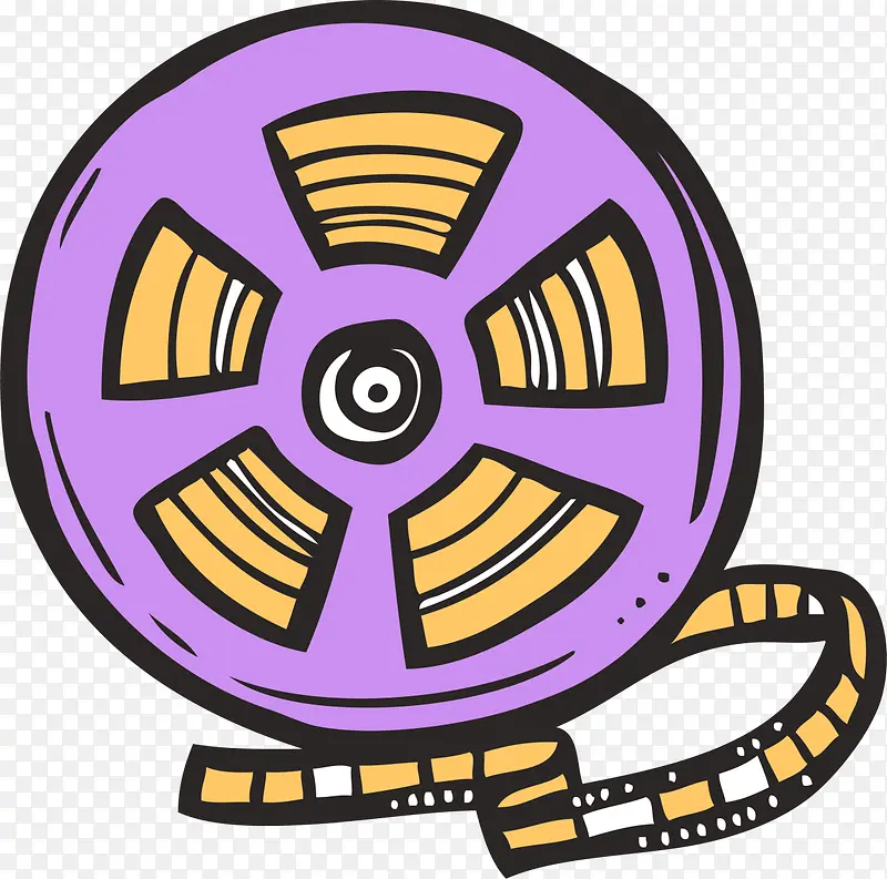 紫色卡通电影胶卷盘