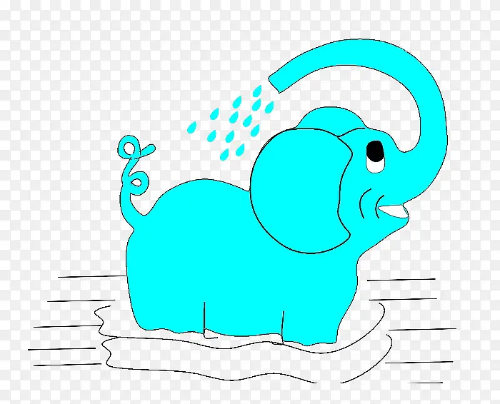蓝色大象宝宝喷水嬉戏图片