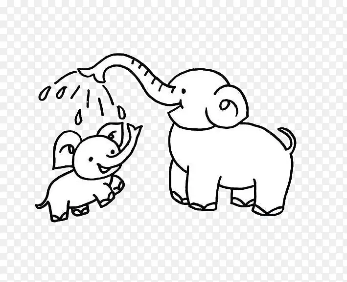 象妈妈给小象洗澡