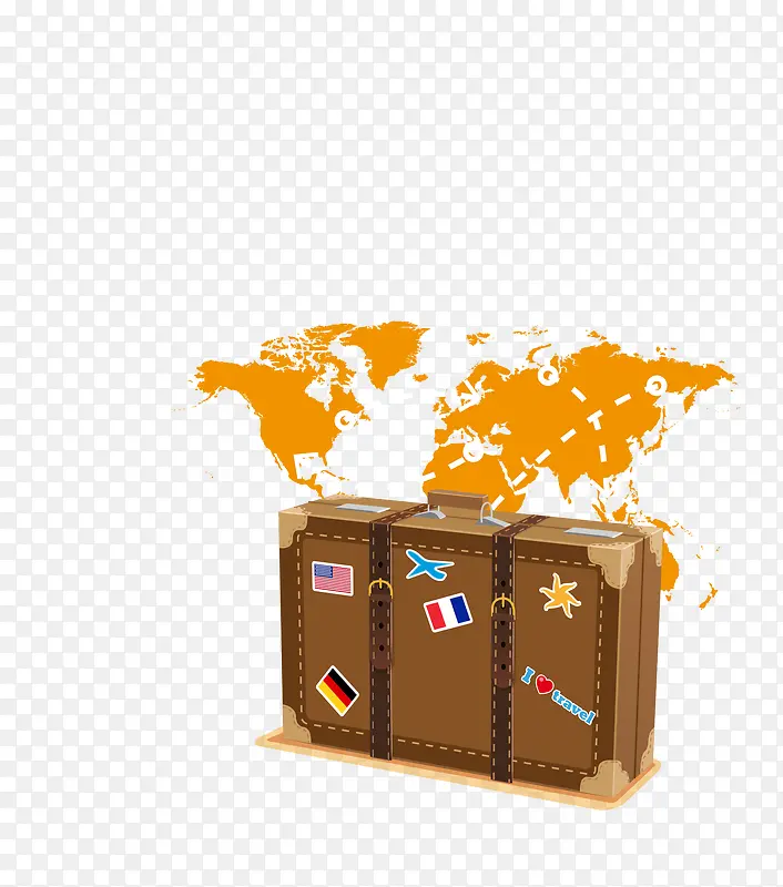 矢量创意棕色环游世界旅行提箱