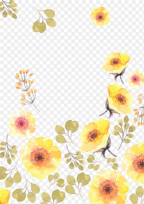 黄色水彩花