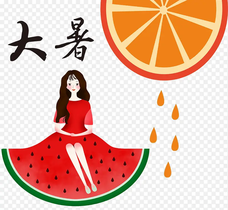 大暑装饰卡通风格素材