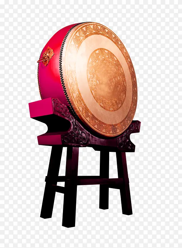 红色中国风擂鼓装饰图案