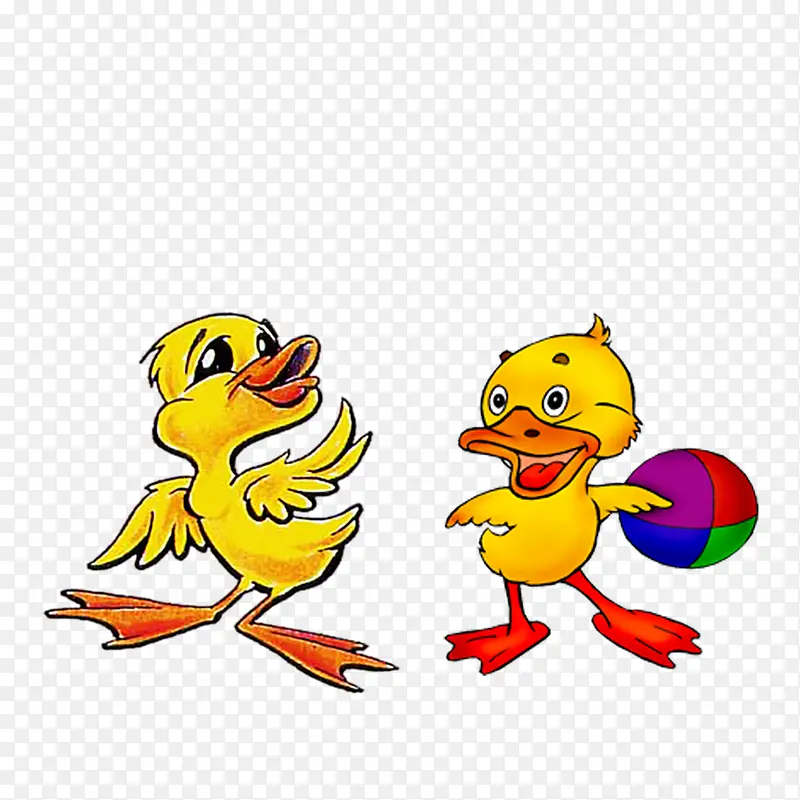 彩色卡通手绘小鸭子