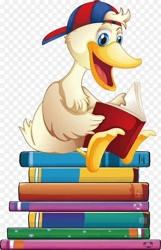 坐在书本上的鸭子