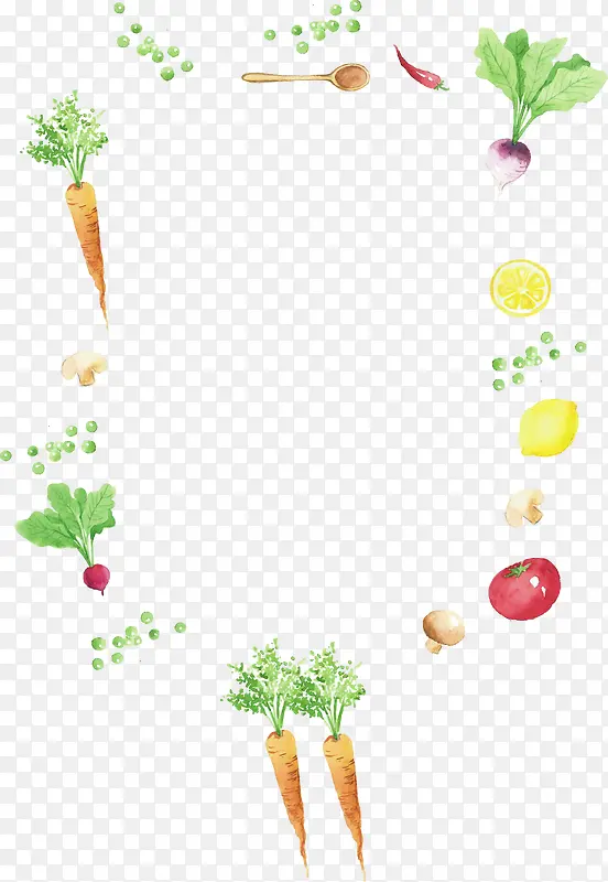 水彩手绘蔬菜边框
