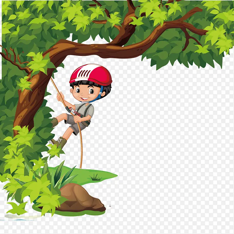 爬树的男孩
