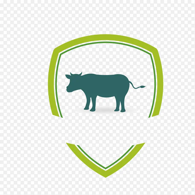 矢量奶牛徽章绿色农场图标