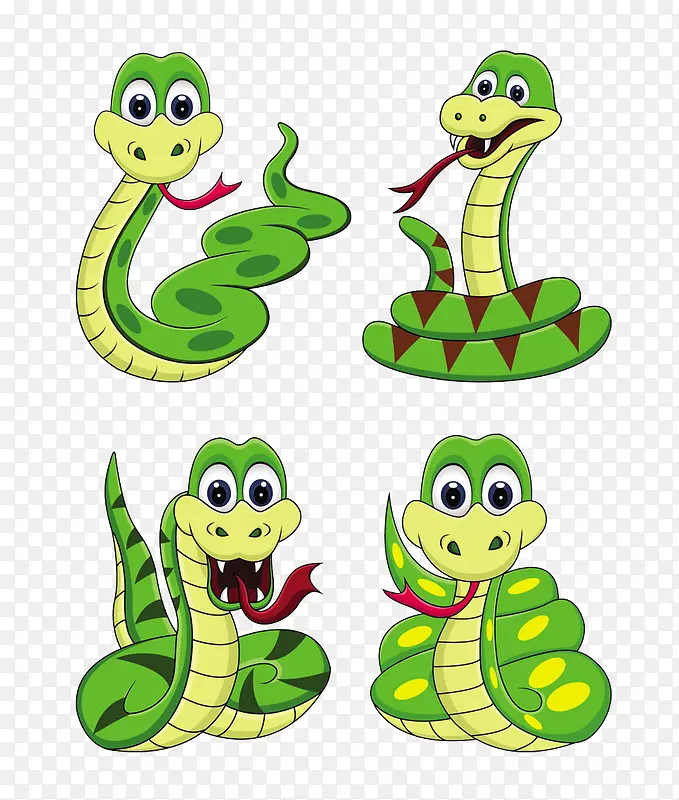 四条绿色蛇
