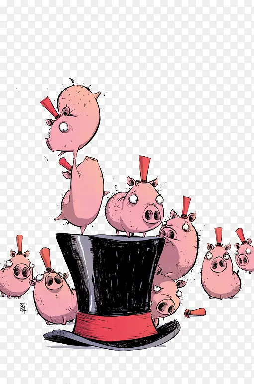 粉色小猪插画