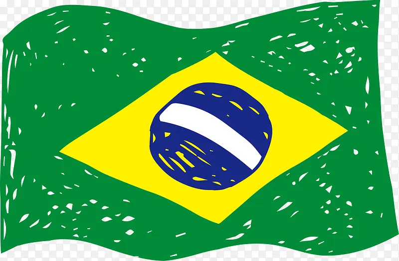 手绘卡通巴西国旗