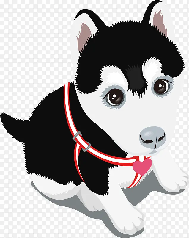 手绘卡通可爱哈士奇幼犬