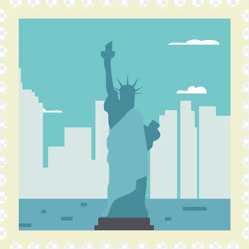 卡通旅游城市邮票美国素材