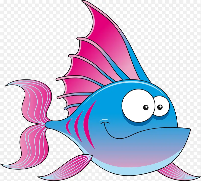 世界海洋日卡通蓝色小鱼