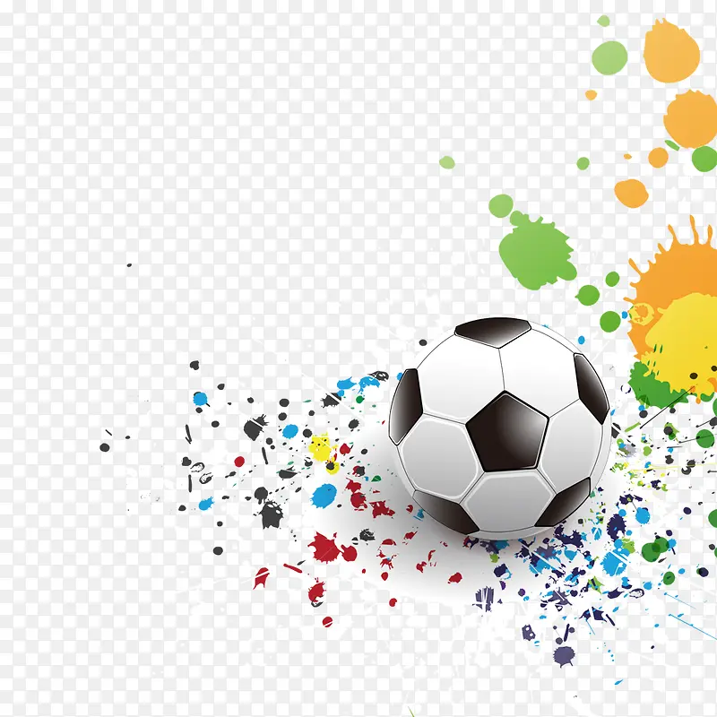 彩色泼漆地上的足球
